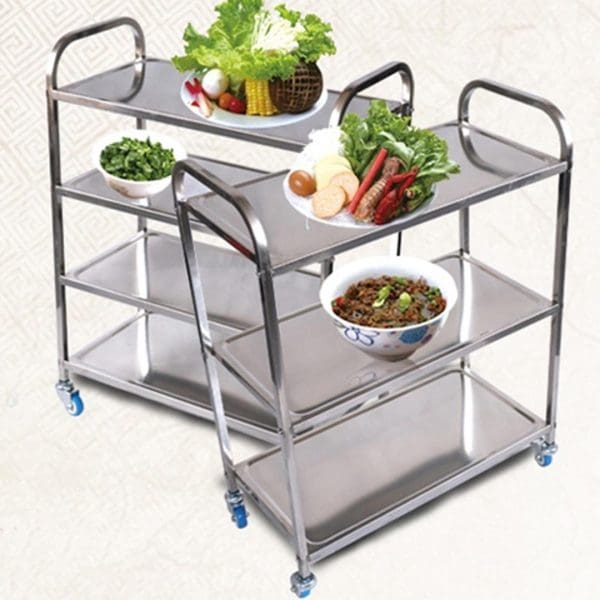 SOGA 4 Tier Stainless Steel Kitchen Dinning Food Cart Trolley Utility Size Square Medium - Image 2