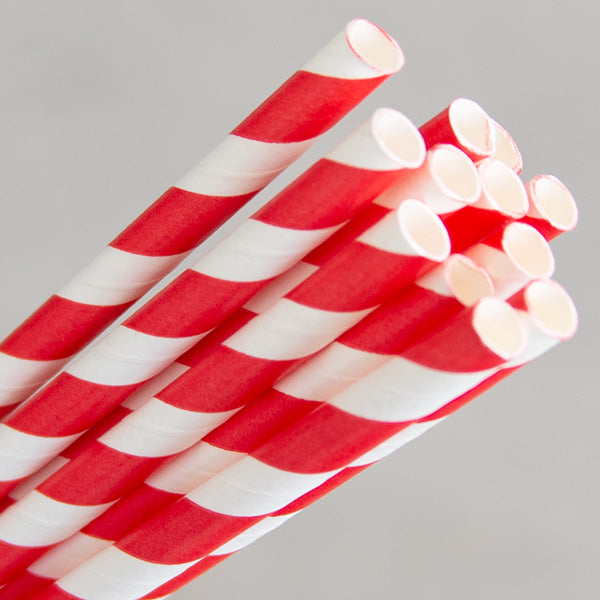 AUSP25RED (Eco-Straw Regular Paper Straw 6mm Red & White 2500pcs)