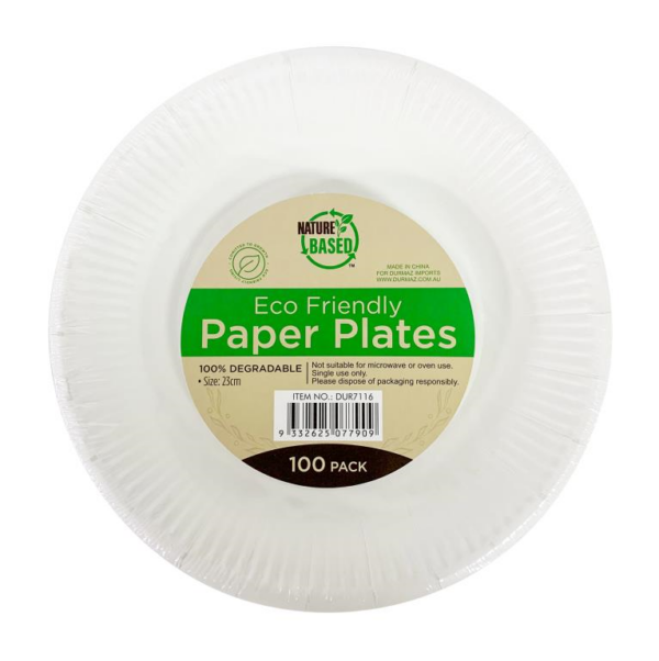 DUR7116 (Paper Plate White 23cm 100pcs)