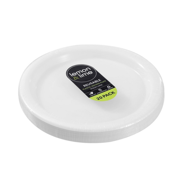 43780 (Lemon & Lime Plastic Serving Plate Large White 25.5cm)