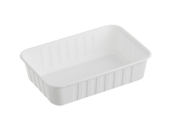 REB750W (Genfac Ribbed Rectangle Plastic Container White 750ml)